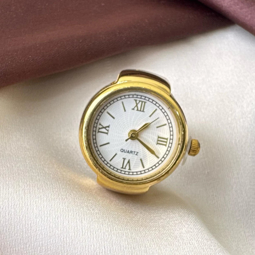 Golden Stylish Finger Watch Ring
