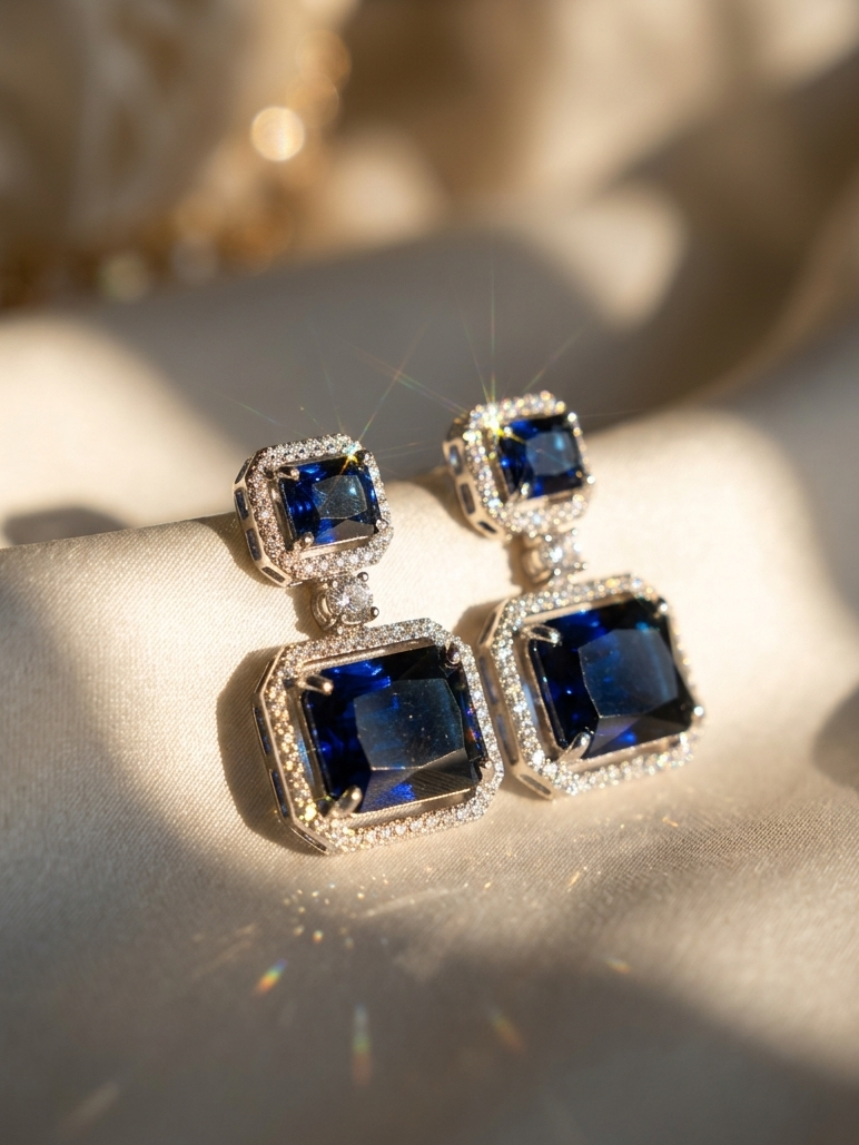 CZ Studs Drop Dangle
