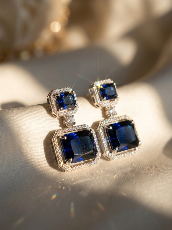 CZ Studs Drop Dangle