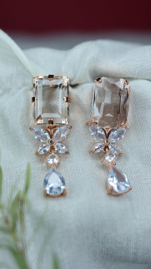 Rectangular Diamond Studded Earrings