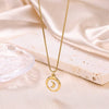Gold Circle Half Moon Pendant Necklace
