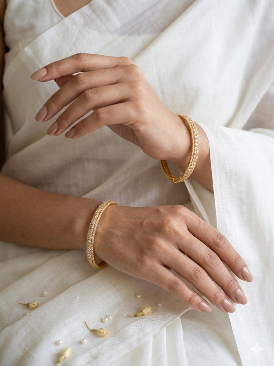 Diamond Studded Thin Bangles