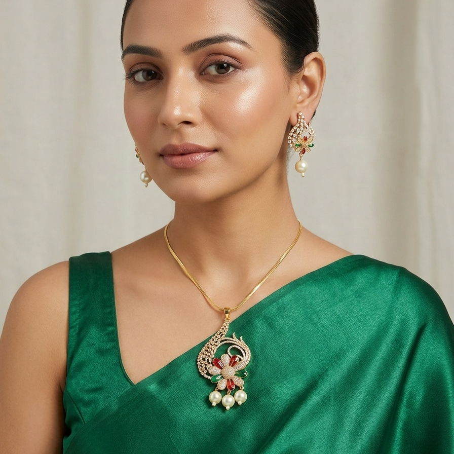 AD Green with Ruby Pendant Sets