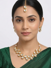 Gold Plated Kundan Necklace & Earrings with Mang tikka