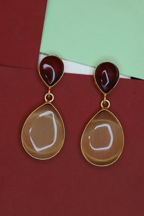 Dual Oval Shape Colored Stone Earring