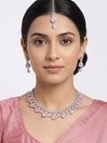 Rhodium Plated CZ Sparkling Necklace Set