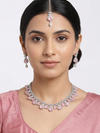 Rhodium Plated CZ Sparkling Necklace Set