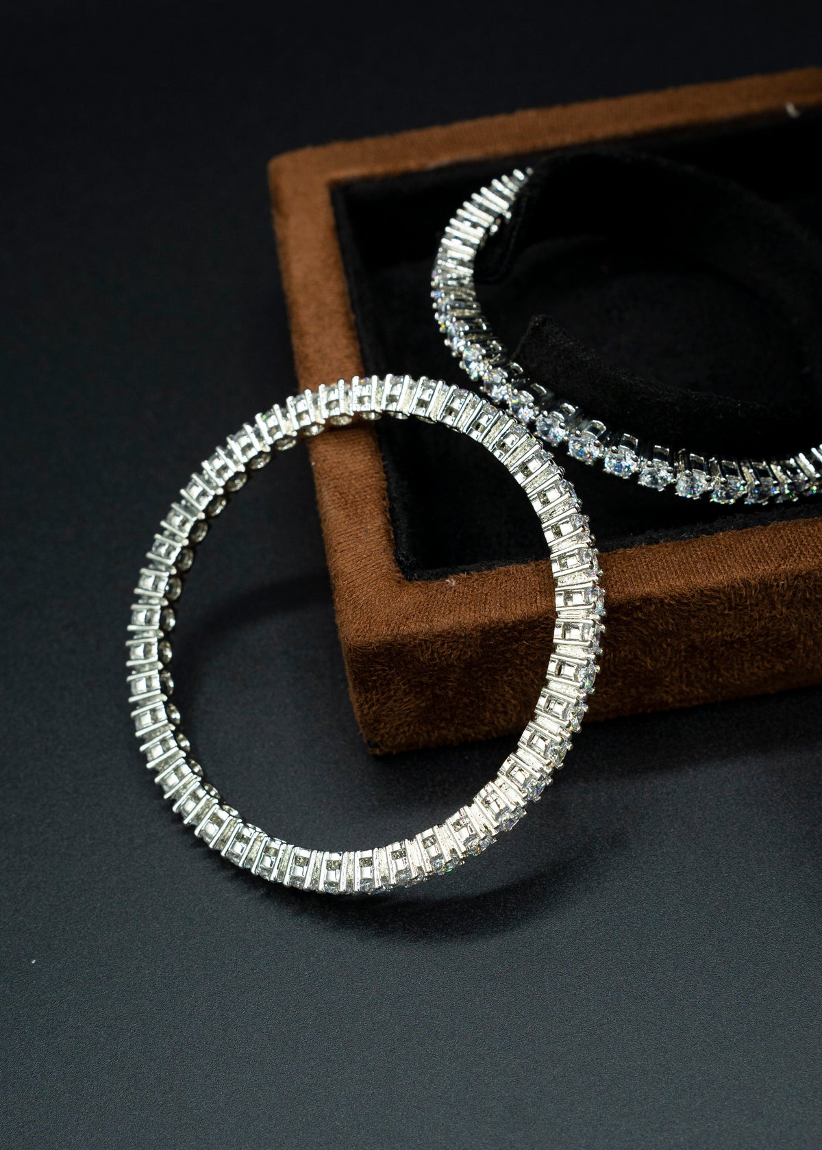 Stunning Diamond Silver Bangles