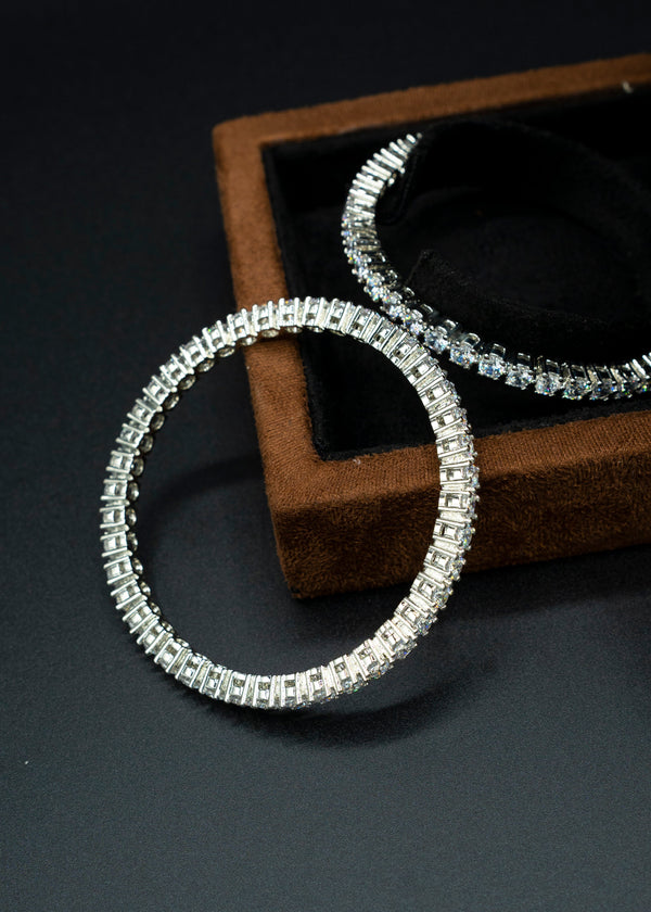 Stunning Diamond Silver Bangles