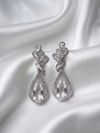 Meraki Silver American Diamond Embellish Drop Earring
