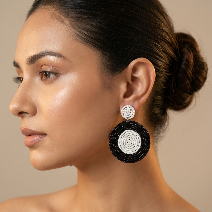 Beautiful Beaded Heart Shape Earring