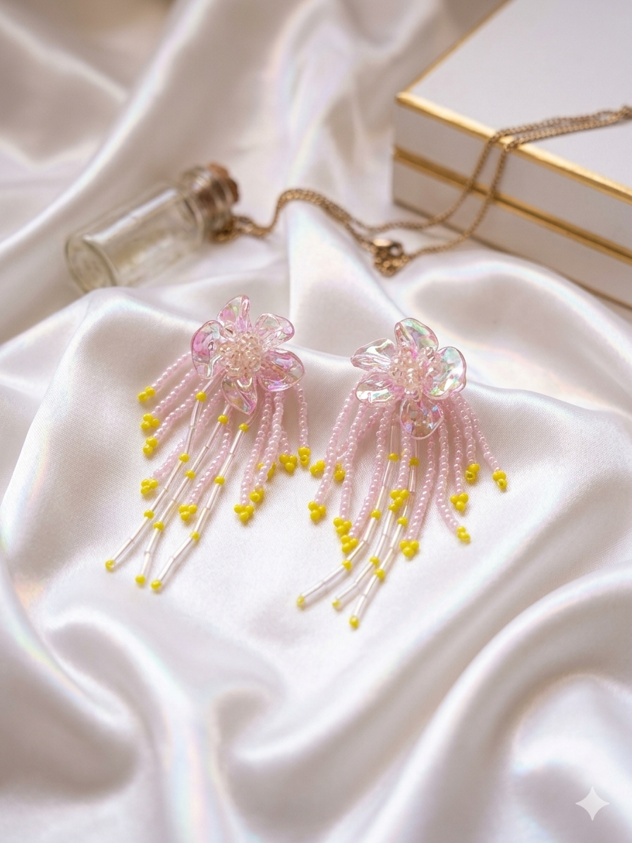 Vintage Beaded Flower Earrings