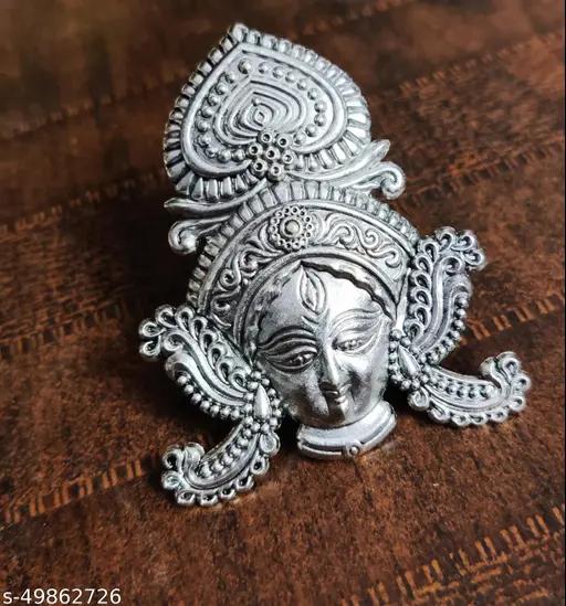 Fusion Oxidized Silver Goddess Durga Ring