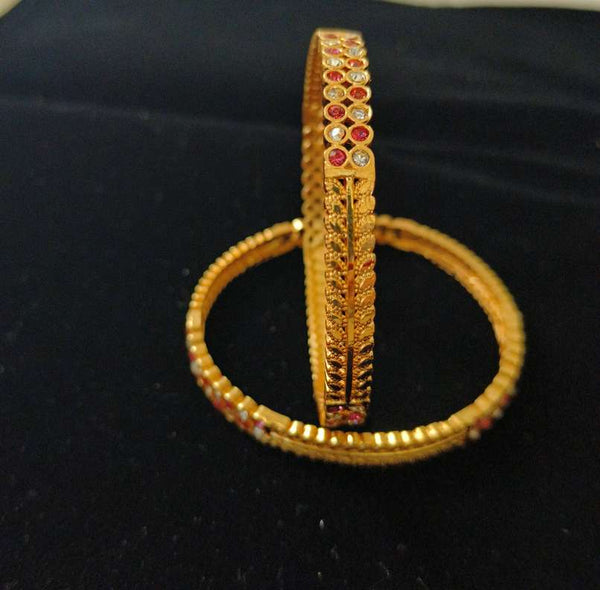 Gold Plated Bangles With Stones