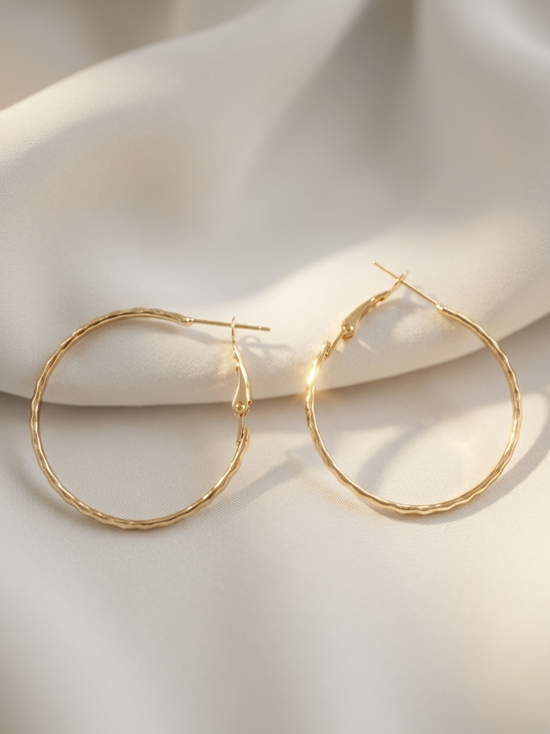Crunchy Fashion Gold Plated Contemporary Hoop Earrings