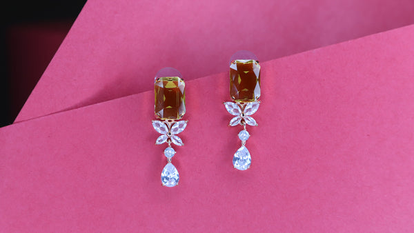 Rectangular Diamond Studded Earrings