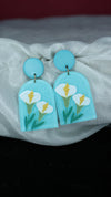 Drop Dangle Flower Print Earrings