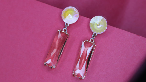 Clear Glass Long Stone Earrings