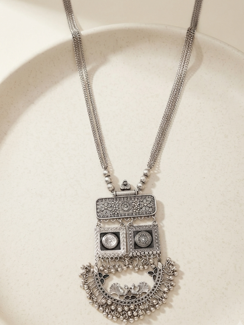 Traditional Oxidized Long Necklace Set