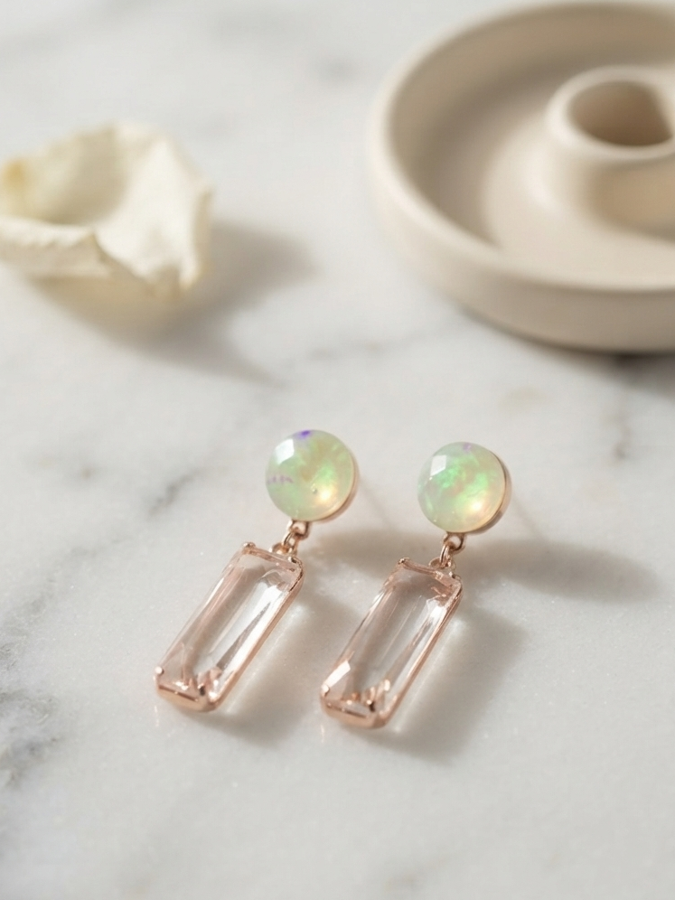 Clear Glass Long Stone Earrings