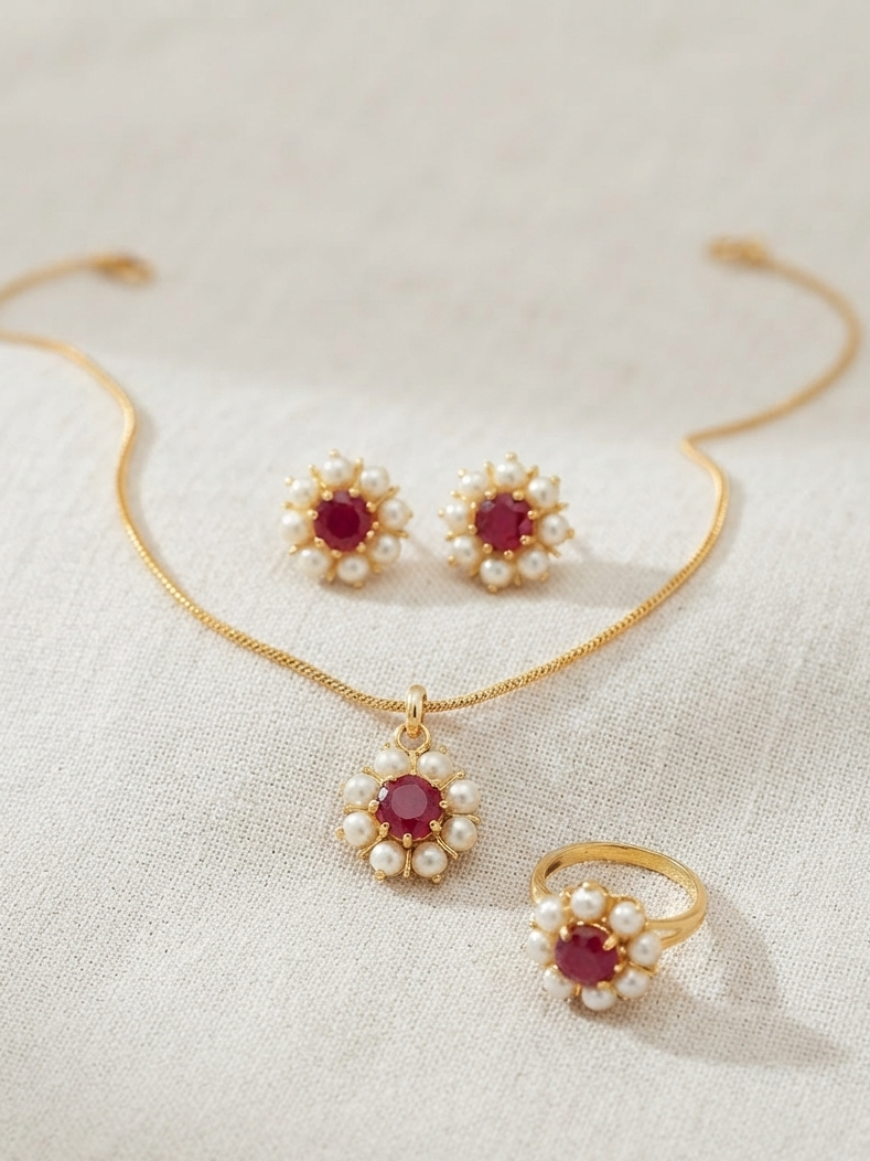 Elegant Pendant Set With Ring