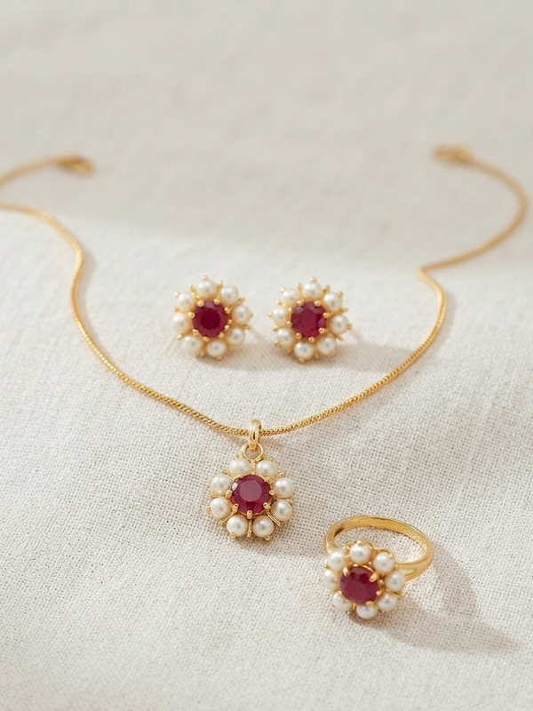 Elegant Pendant Set With Ring