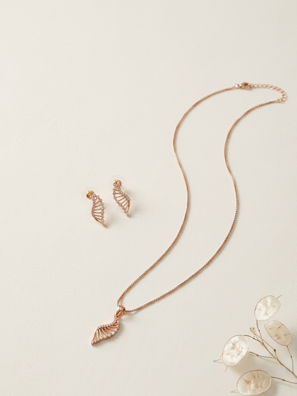 Buy Leaf Rose Gold Pendant Sets
