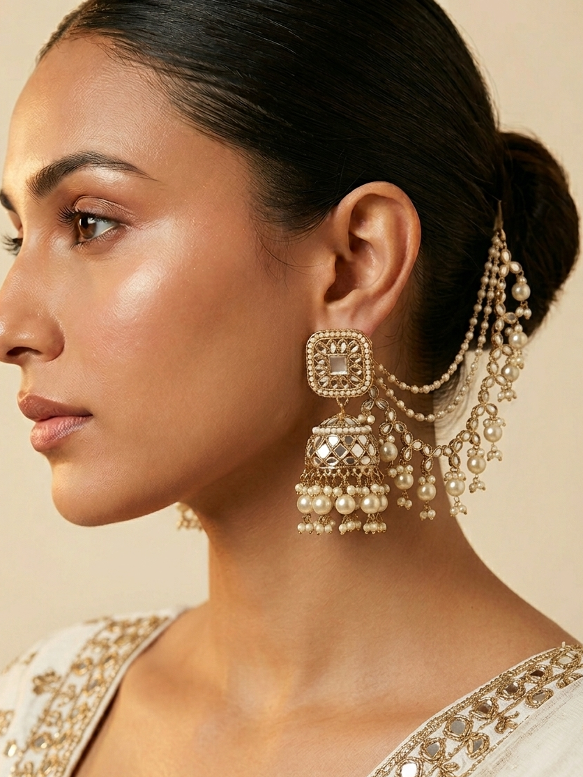 Mohika Mirror Jhumka Earring With Sahara