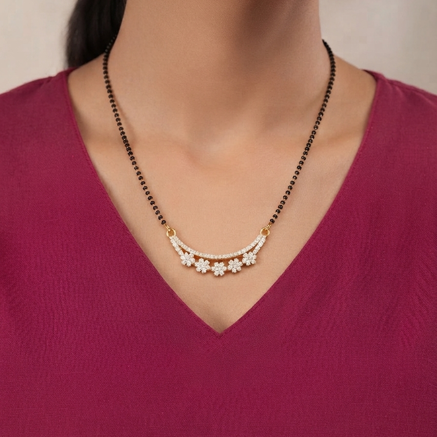 Meraki Beautiful Mangalsutra With Black Beads
