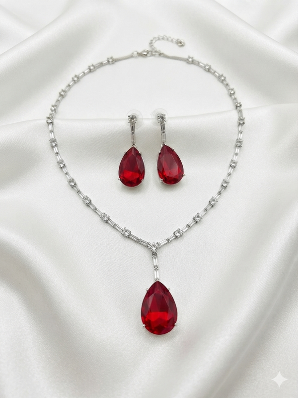 Everlasting Quality Jewels Silver Plated AD Necklace Set