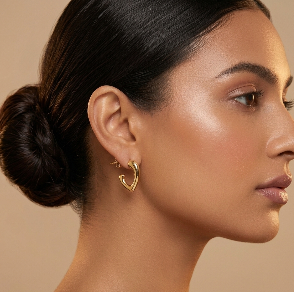 Curved V Golden Earrings