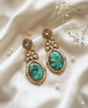 Resin Art Pink Kundan Earrings
