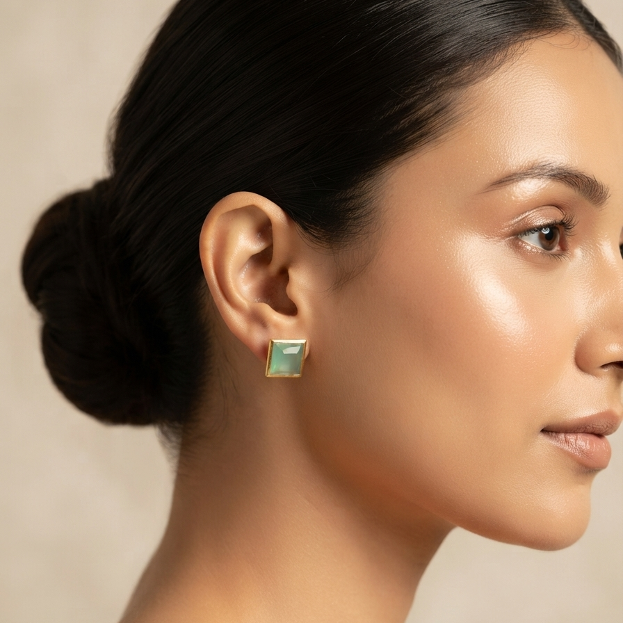 Square Shaped Stone Studded Earring