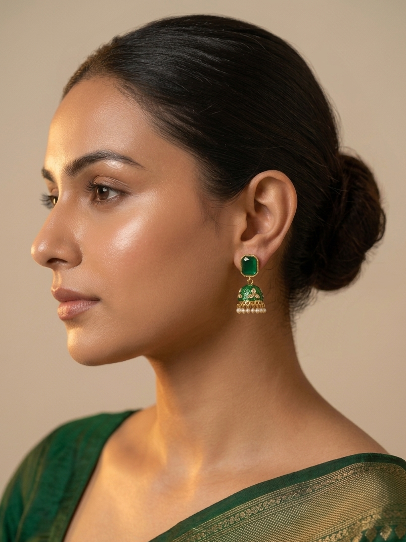 Traditional Meenakari Kundan Jhumka