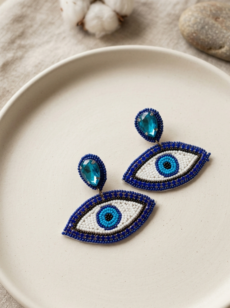 Handmade Beaded Evil Eye Earring