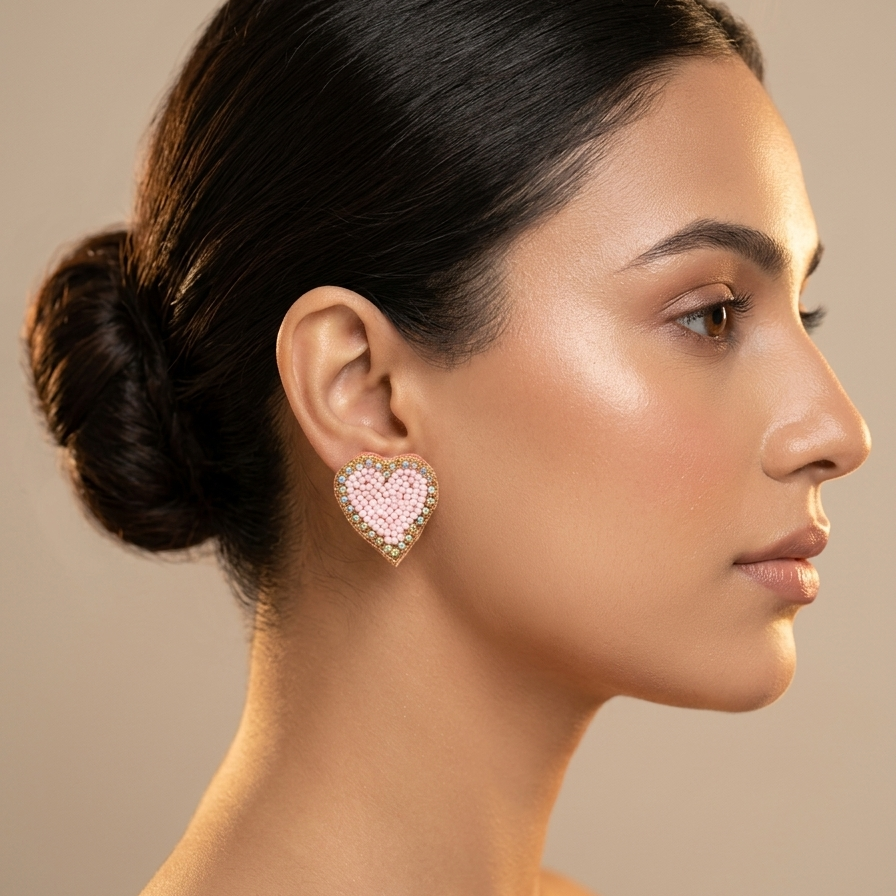 Heart-Shaped Beads Earrings