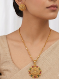 Gold Plated Saraswati  Mata Pendant Set