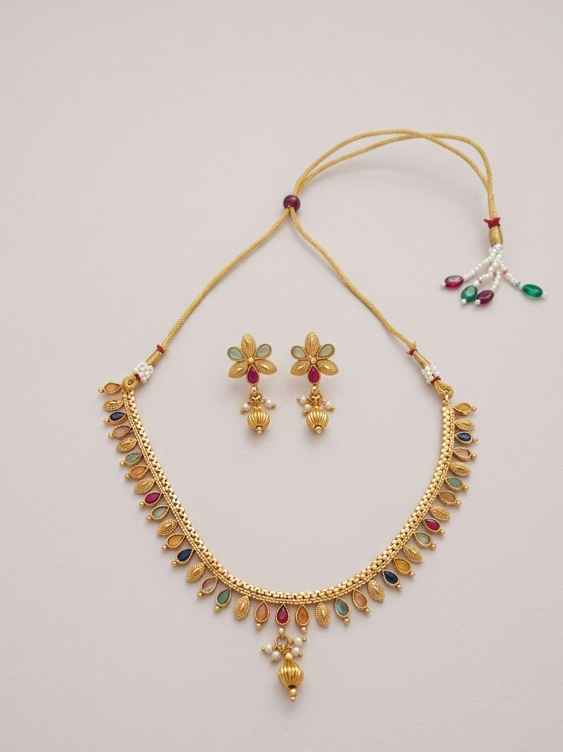 Indian Multicolor Stones Necklace Set