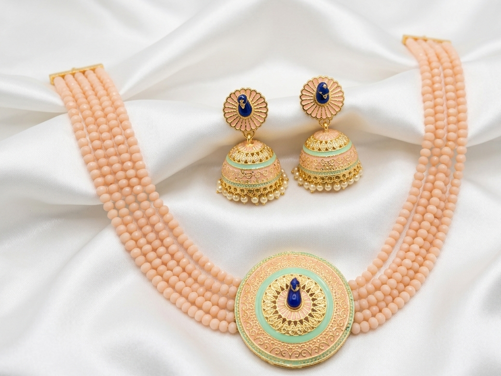 Peacock Design Beaded Necklace