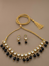 Meraki High Quality Kundan Polki Choker Set With Black Beads