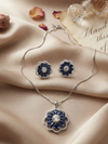 Meraki Blue Lace Agate & Sapphire Color Circle Pendant Set