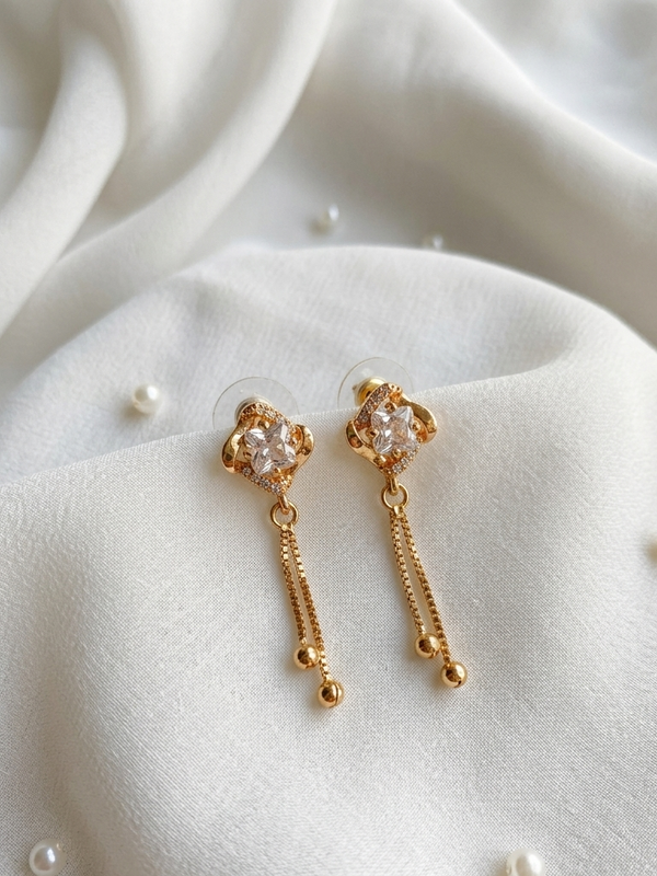 Rose Gold Plated Long Earrings