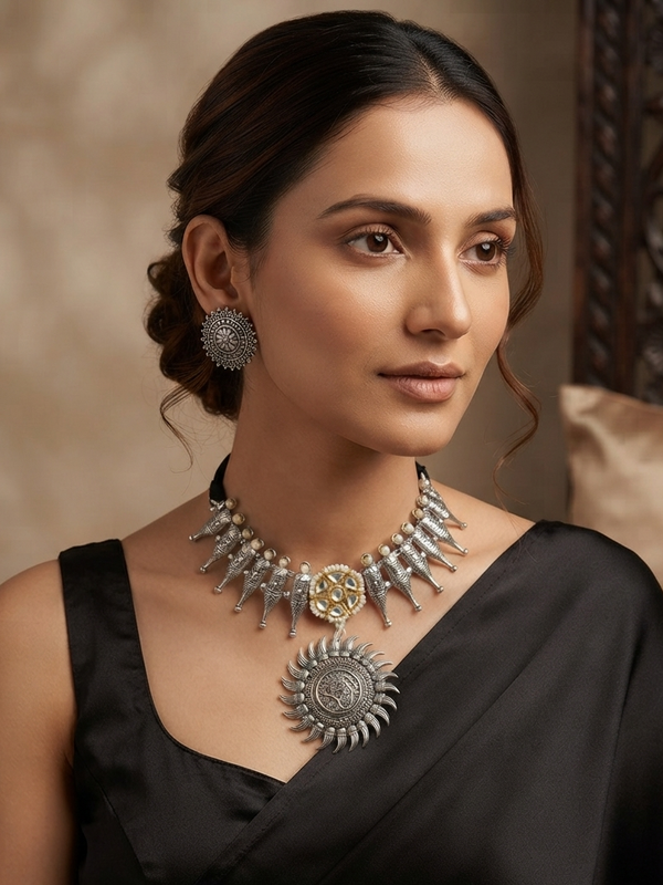 Oxidized Tribal Choker Set