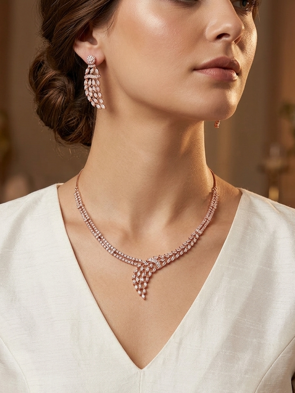 Elegant White Diamond Necklace Set