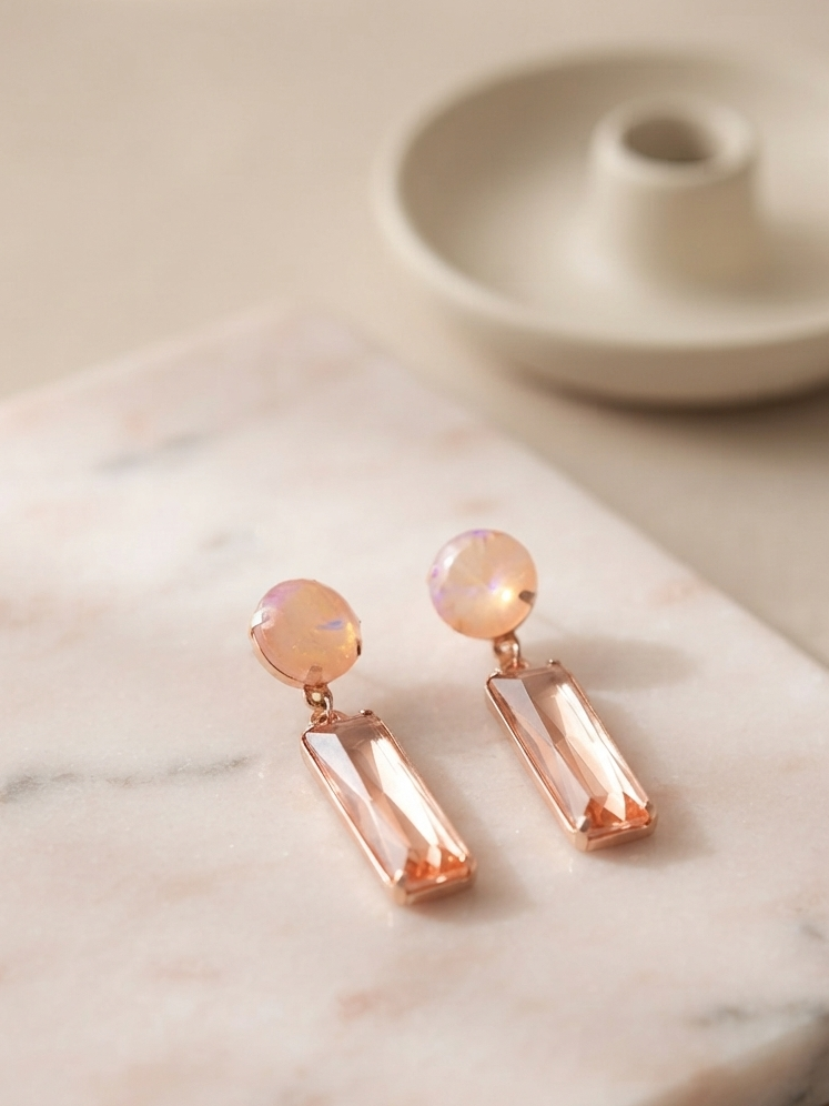 Clear Glass Long Stone Earrings