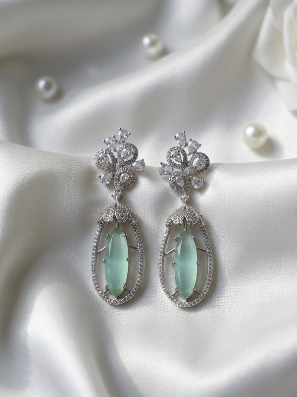 Flower Stone Drop Earring