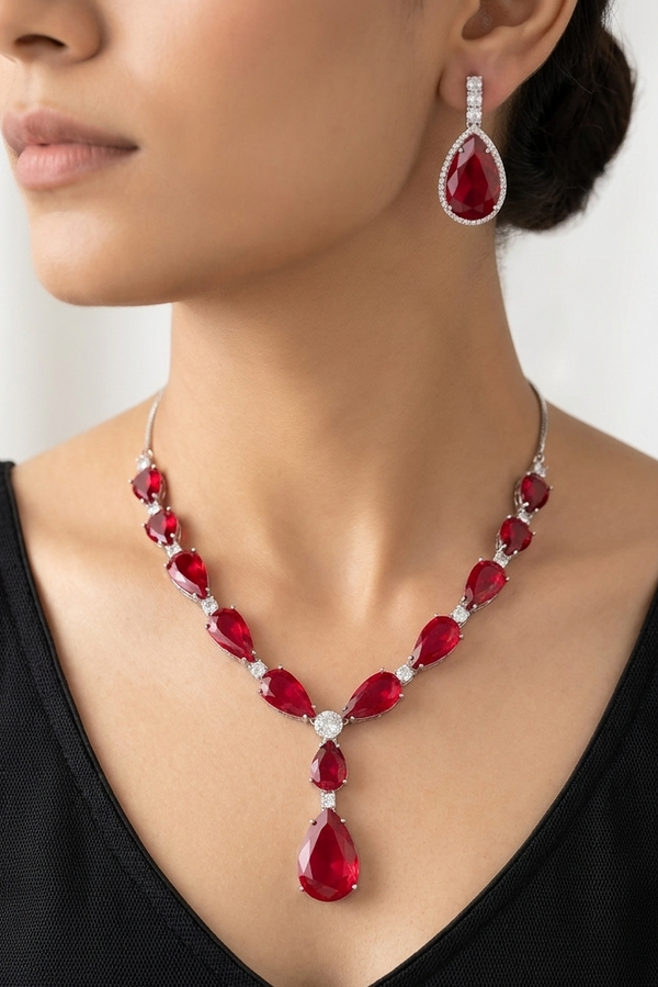 AD Black Stone Teardrop Jewelry Set