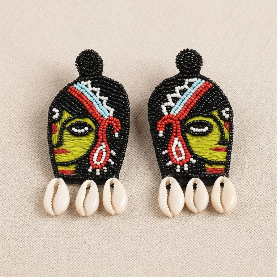 Multicolor Beaded Earring With Shells