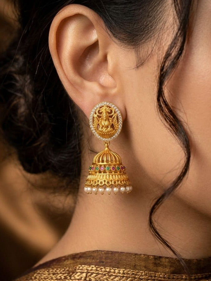 Exclusive Quality Gold Plated Maa Laxmi Earring