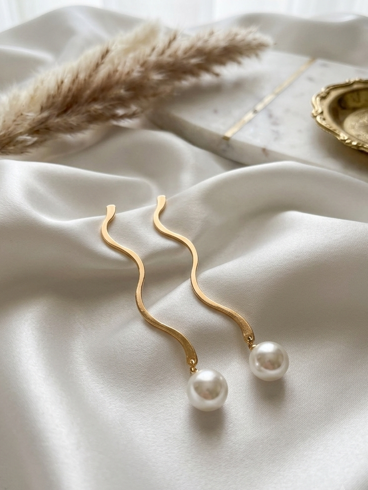 Long Pearl Drop Western Earrings
